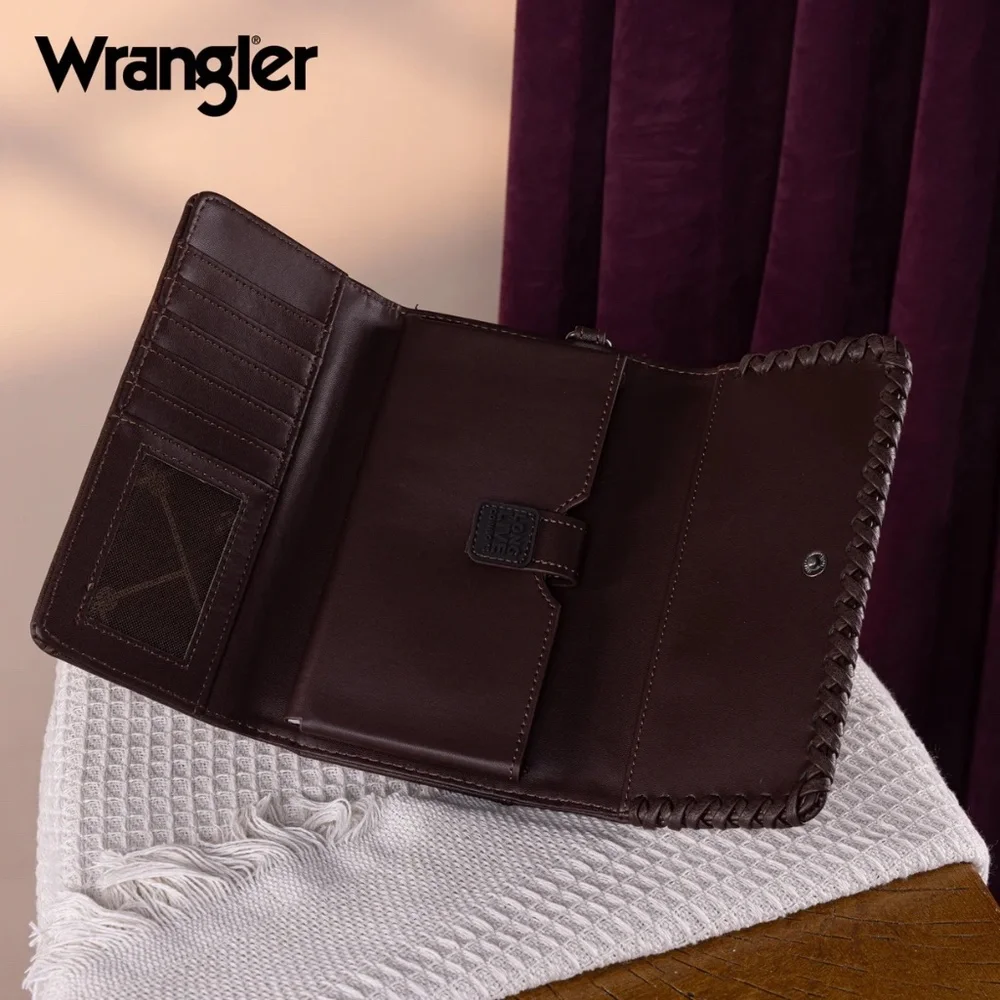 Wrangler Whipstitch Wristlet Wallet Coffee